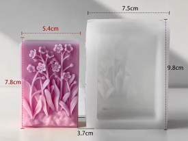 Molde silicona jabon rectangular juncos y flores 